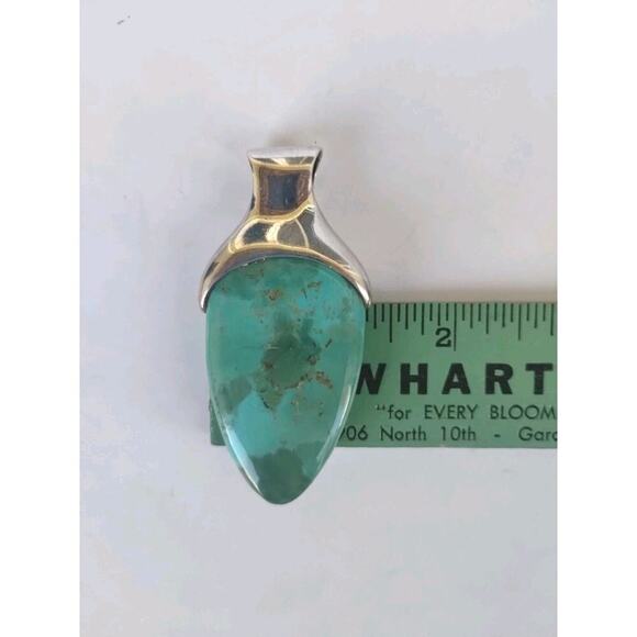 BARSE Signed 925 Sterling Silver Blue Green Turquoise Stone Statement Pendant - Picture 9 of 12